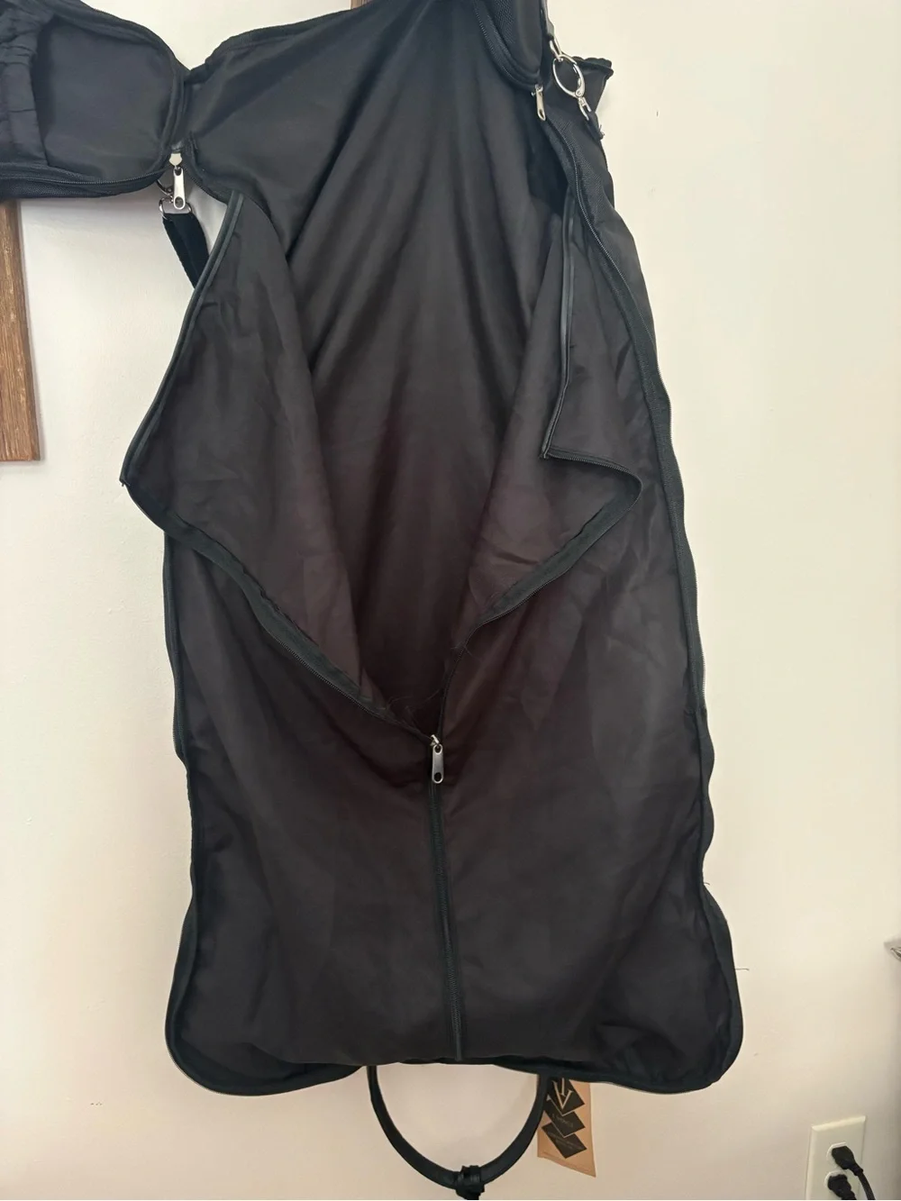 Black Travel Duffel Bag with Built In Garment Bag
